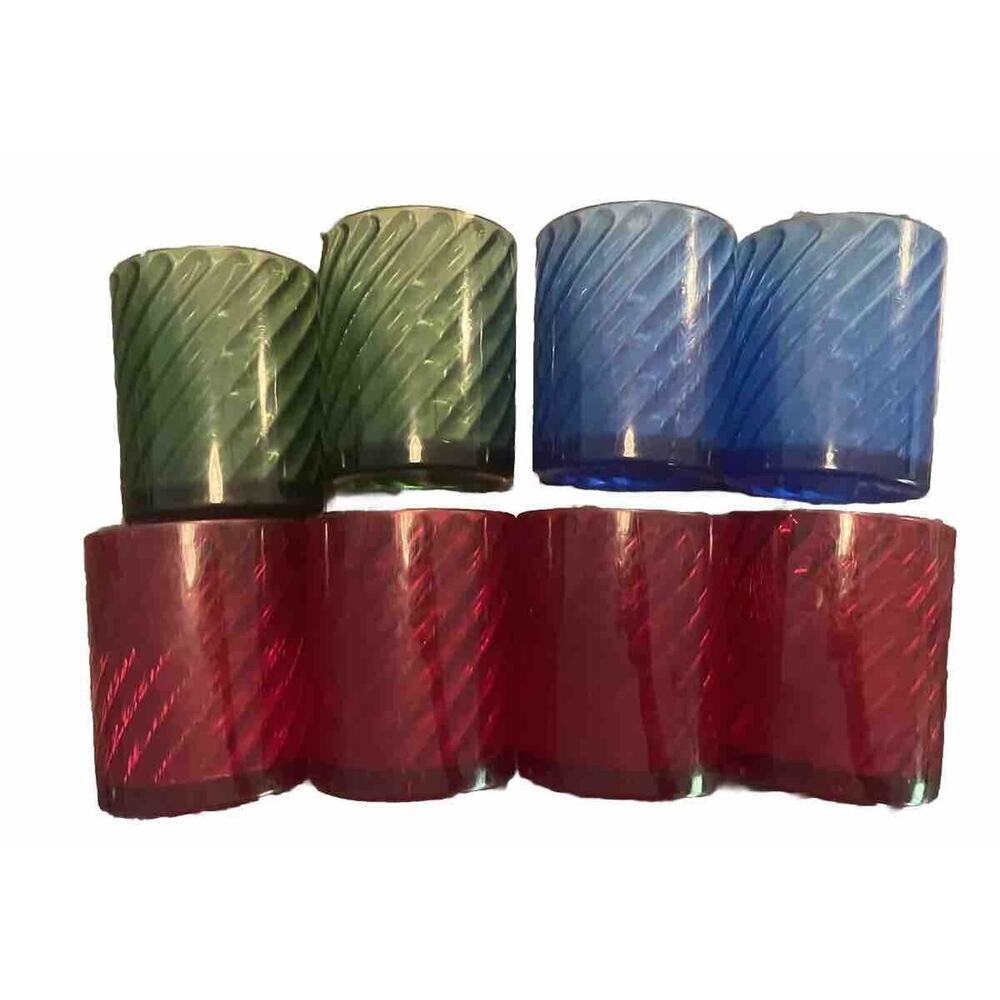 VTG HJ Stotter Acrylic Lucite Bar Glasses Tumblers Cups Retro Set (8) Red Blue